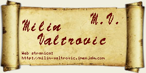 Milin Valtrović vizit kartica